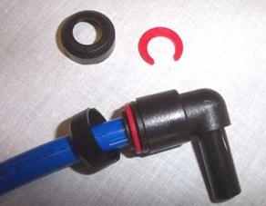 An optional LOCKING CLIP (shown red) and COLLET COVER) is available to ensure the fitting will not part in extreme conditions. 