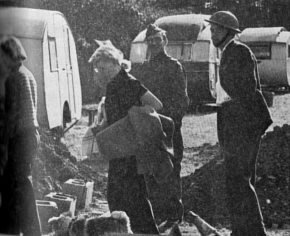 Air raid drill at the Elstree site of the London Caravan Co. twenty years ago.